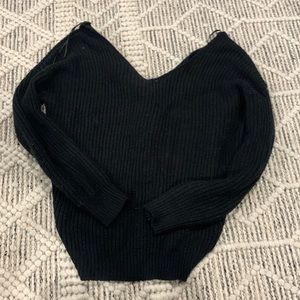 Black open back sweater